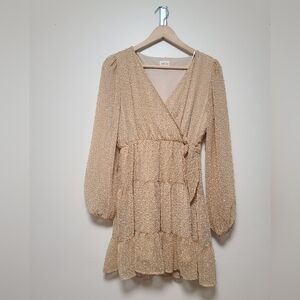 Peach Love California leapord print  long sleeved dress size m